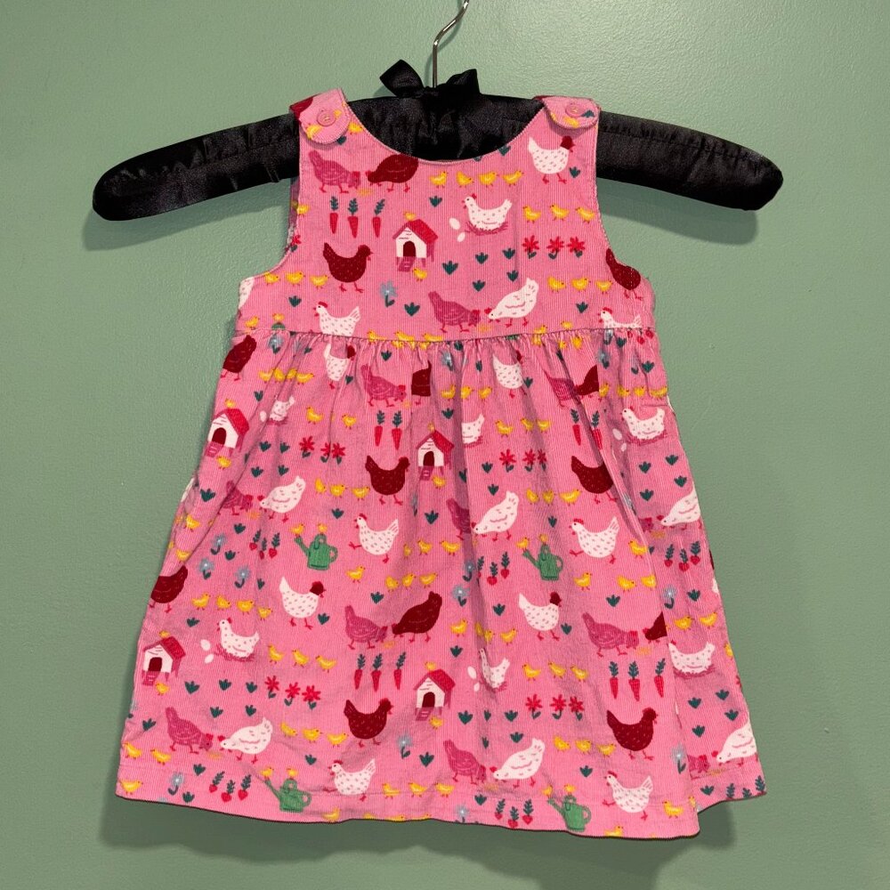Mini Boden Cord Pinnie Dress in Formica Pink Hens